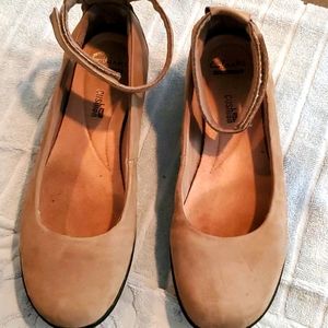 Ballet flats with ankle strap